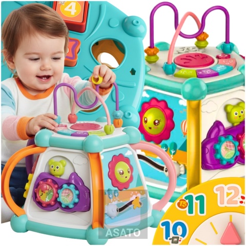 Multikostka Interaktywna 7w1 dla Dzieci Edukacyjna Muzyczna LED Sorter Pianinko ASATO®