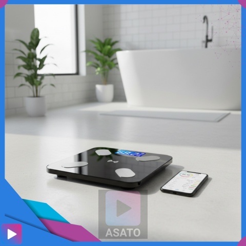 Inteligentna Waga Łazienkowa Elektroniczna Bluetooth Analityczna 32w1 z Aplikacją i Pomiarem Tłuszczu ASATO®