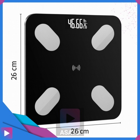 Inteligentna Waga Łazienkowa Elektroniczna Bluetooth Analityczna 32w1 z Aplikacją i Pomiarem Tłuszczu ASATO®