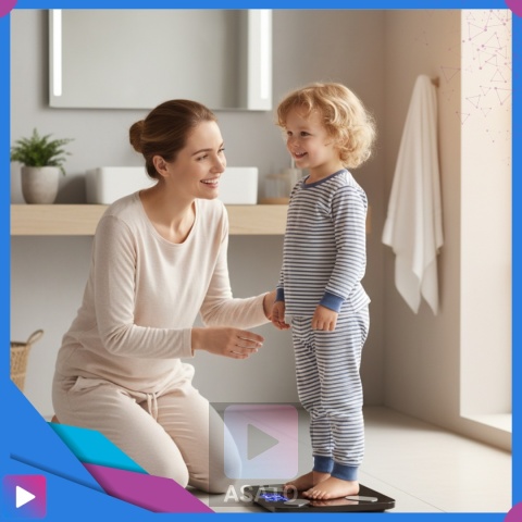 Inteligentna Waga Łazienkowa Elektroniczna Bluetooth Analityczna 32w1 z Aplikacją i Pomiarem Tłuszczu ASATO®