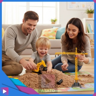 Piasek Kinetyczny Dynamic Sand Zestaw Plac Budowy 750 g Koparka Dźwigi Dla Dzieci ASATO®