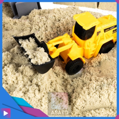 Piasek Kinetyczny Dynamic Sand Zestaw Plac Budowy 750 g Koparka Dźwigi Dla Dzieci ASATO®