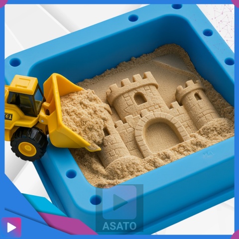 Piasek Kinetyczny Dynamic Sand Zestaw Plac Budowy 750 g Koparka Dźwigi Dla Dzieci ASATO®