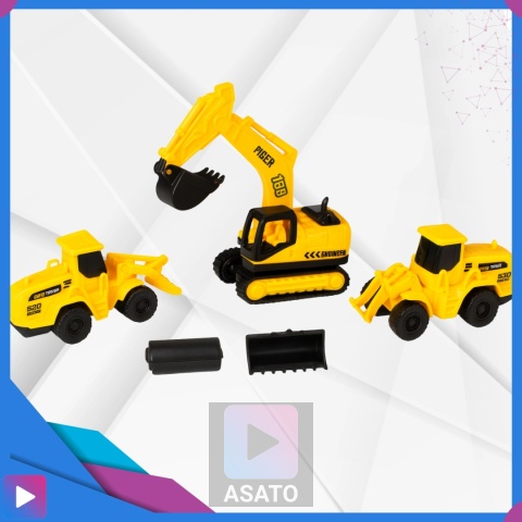 Piasek Kinetyczny Dynamic Sand Zestaw Plac Budowy 750 g Koparka Dźwigi Dla Dzieci ASATO®