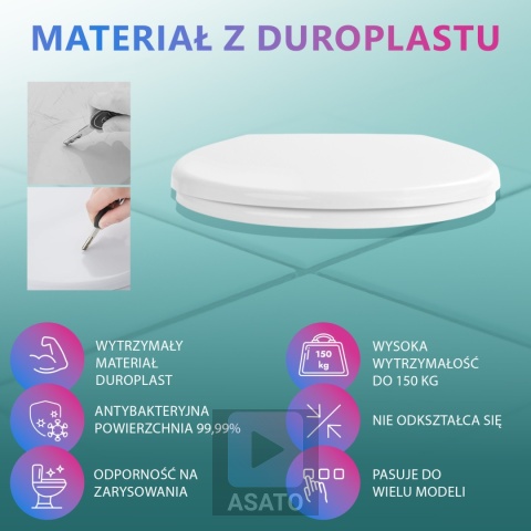 Deska Sedesowa Wolnoopadająca 126 Duroplast Uniwersalna Klapa WC Twarda