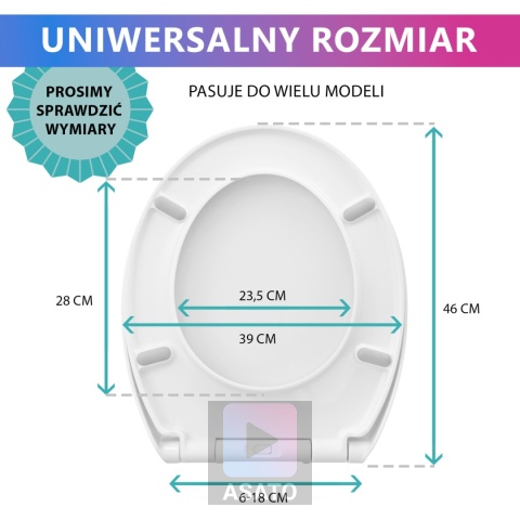 Deska Sedesowa Wolnoopadająca 126 Duroplast Uniwersalna Klapa WC Twarda