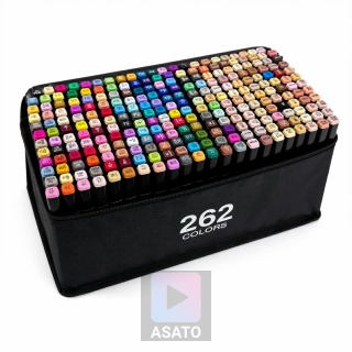 Dwustronne Markery Flamastry Zestaw 262 sztuk + Torba Mazaki Pisaki