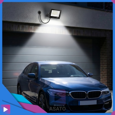 Halogen Naświetlacz LED 100W IP66 4000K ASATO® Zewnętrzny Lampa Robocza Na Elewację Garaż Warsztat