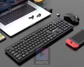 Klawiatura Bezprzewodowa Niskoprofilowa Mysz na Baterie Komputer Laptop