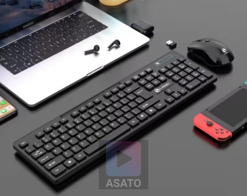 Klawiatura Bezprzewodowa Niskoprofilowa Mysz na Baterie Komputer Laptop