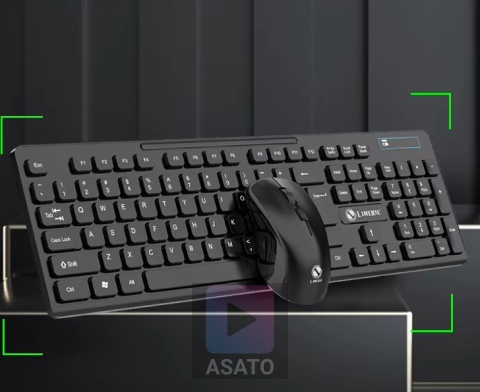 Klawiatura Bezprzewodowa Niskoprofilowa Mysz na Baterie Komputer Laptop