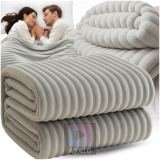 Koc 150x220 cm MikrofibraGruby Puszysty Tłoczony 3D Miękki Ciepły Narzuta Elegancki ASATO®