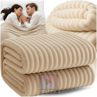 Koc 150x220 cm MikrofibraGruby Puszysty Tłoczony 3D Miękki Ciepły Narzuta Elegancki ASATO®