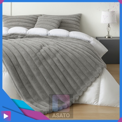 Koc 150x220 cm MikrofibraGruby Puszysty Tłoczony 3D Miękki Ciepły Narzuta Elegancki ASATO®