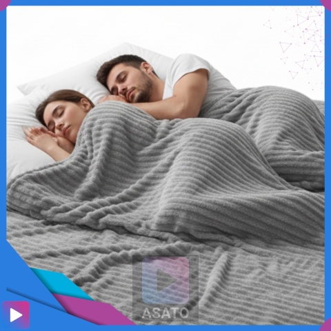 Koc 150x220 cm MikrofibraGruby Puszysty Tłoczony 3D Miękki Ciepły Narzuta Elegancki ASATO®
