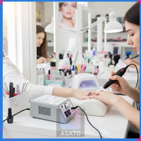 Frezarka do Paznokci 12W Twist&Lock Zestaw Frezów Manicure Pedicure ASATO®