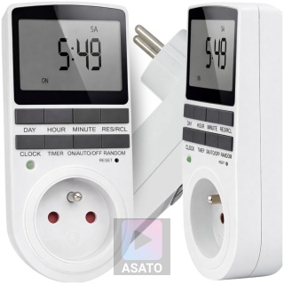 Programator Czasowy do Gniazdka Gniazdkowy LCD 10 Programów Bateria ASATO®