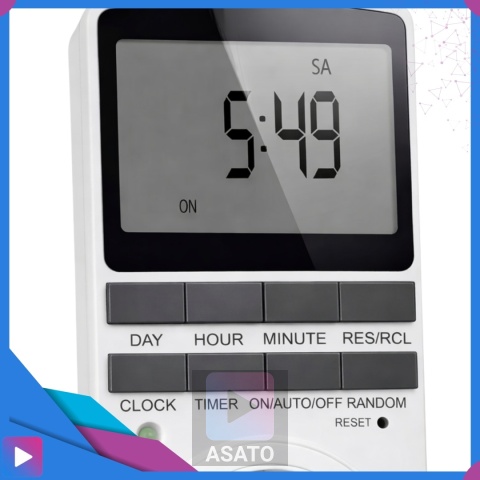 Programator Czasowy do Gniazdka Gniazdkowy LCD 10 Programów Bateria ASATO®