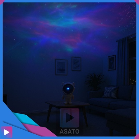 Projektor Gwiazd Astronauta Stojący LED 8 Trybów Pilot Ruchoma Głowa Lampka Nocna ASATO®