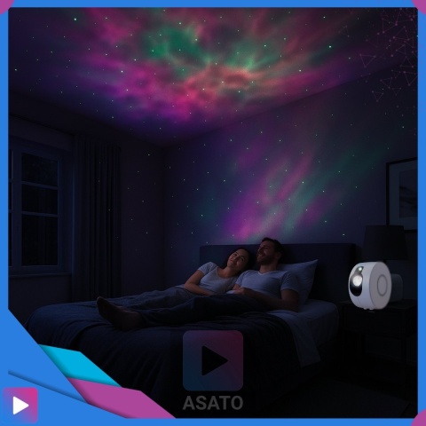 Projektor Gwiazd 3D Kosmos Lampka Nocna LED Mgławica Pilot Laser ASATO®
