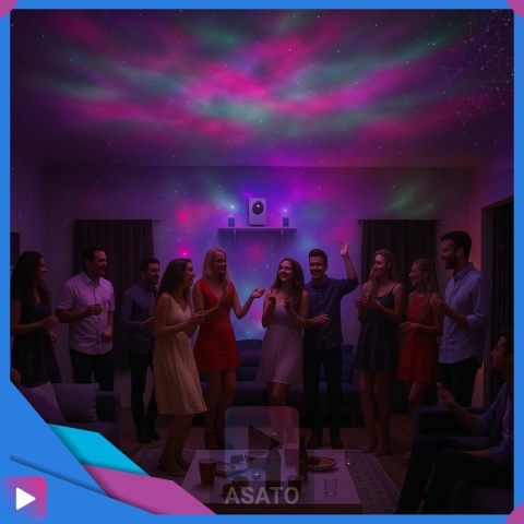 Projektor Gwiazd 3D Kosmos Lampka Nocna LED Mgławica Pilot Laser ASATO®