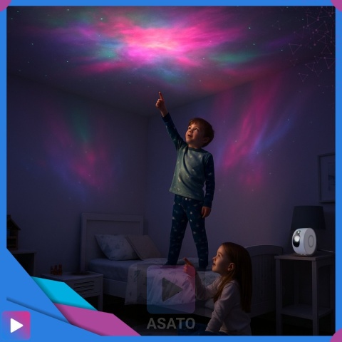 Projektor Gwiazd 3D Kosmos Lampka Nocna LED Mgławica Pilot Laser ASATO®