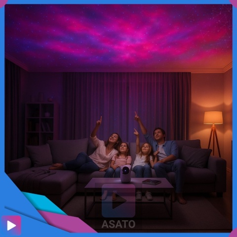 Projektor Gwiazd 3D Kosmos Lampka Nocna LED Mgławica Pilot Laser ASATO®