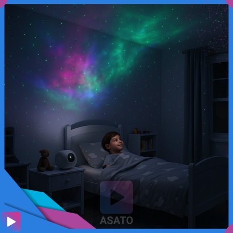 Projektor Gwiazd 3D Kosmos Lampka Nocna LED Mgławica Pilot Laser ASATO®
