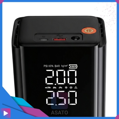 Jump starter do samochodu z kompresorem ASATO® Mi65 N2 150 PSI 6000 mAh powerbank latarka