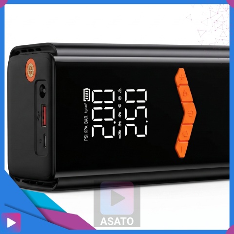 Jump starter do samochodu z kompresorem ASATO® Mi65 N2 150 PSI 6000 mAh powerbank latarka