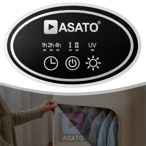 Suszarka Elektryczna do Ubrań UV Wisząca ASATO® Turystyczna Składana 600W z Timerem i Pokrowcem