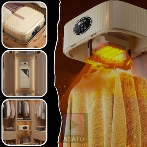 Suszarka Elektryczna do Ubrań UV Wisząca ASATO® Turystyczna Składana 600W z Timerem i Pokrowcem
