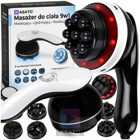 ASATO® Masażer Do Ciała Antycellulitowy 9w1 Body Spa Na Podczerwień 8 Końcówek 28W