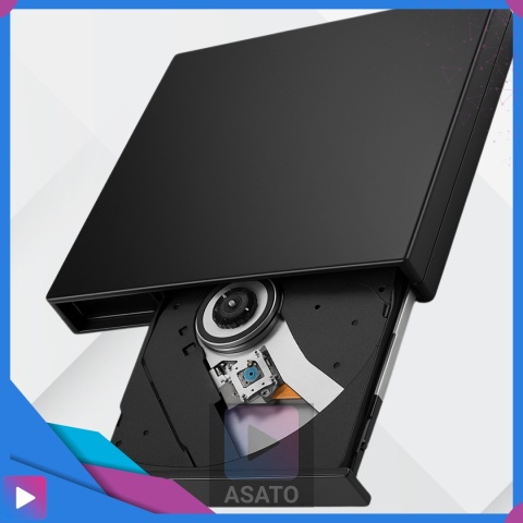 Zewnętrzna Napęd Odtwarzacz Nagrywarka DVD CD USB 2.0 ASATO® do laptopa komputera Windows Mac Linux