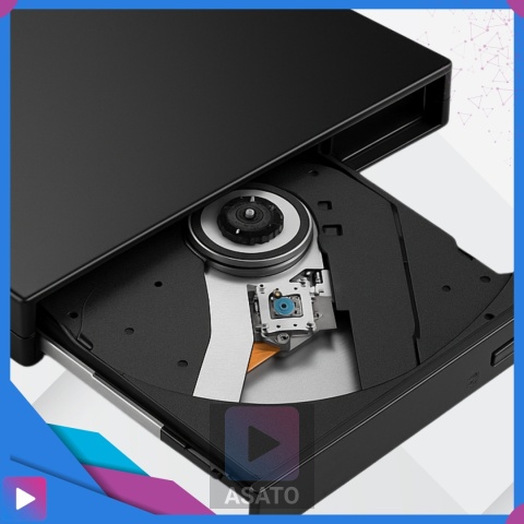 Zewnętrzna Napęd Odtwarzacz Nagrywarka DVD CD USB 2.0 ASATO® do laptopa komputera Windows Mac Linux