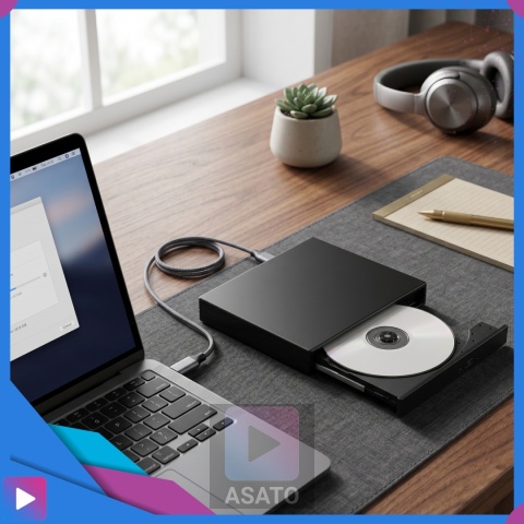Zewnętrzna Napęd Odtwarzacz Nagrywarka DVD CD USB 2.0 ASATO® do laptopa komputera Windows Mac Linux