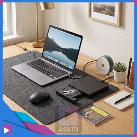 Zewnętrzna Napęd Odtwarzacz Nagrywarka DVD CD USB 2.0 ASATO® do laptopa komputera Windows Mac Linux