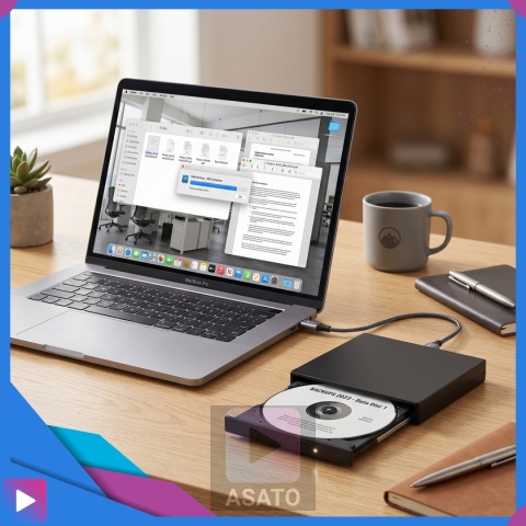 Zewnętrzna Napęd Odtwarzacz Nagrywarka DVD CD USB 2.0 ASATO® do laptopa komputera Windows Mac Linux