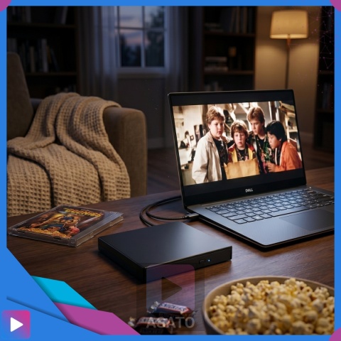 Zewnętrzna Napęd Odtwarzacz Nagrywarka DVD CD USB 2.0 ASATO® do laptopa komputera Windows Mac Linux
