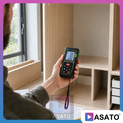 Dalmierz Laserowy Miernik Odległości 40m Poziomica Pomiar Powierzchni ASATO®
