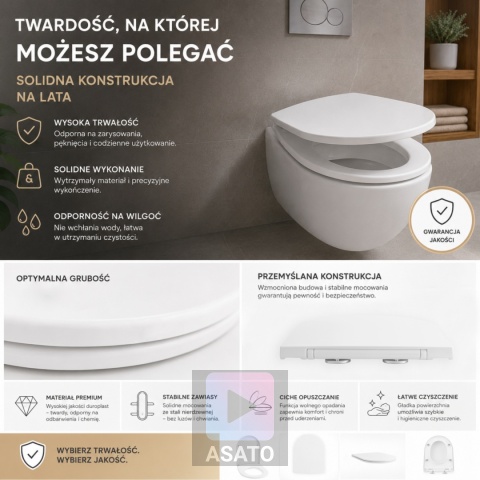 Deska Sedesowa Wolnoopadająca 163 Duroplast Uniwersalna Klapa WC Twarda