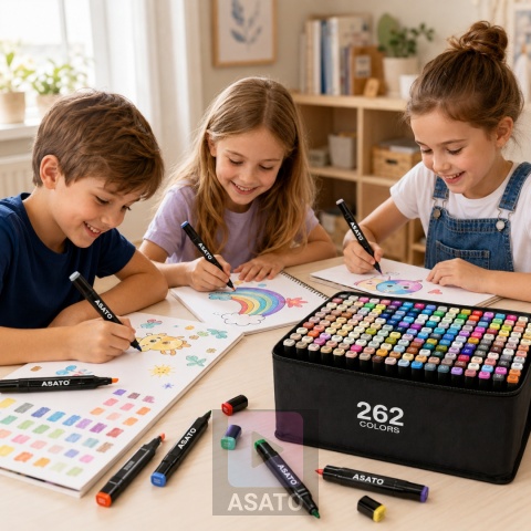 Dwustronne Markery Flamastry Zestaw 262 sztuk + Torba Mazaki Pisaki