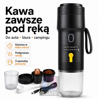 Mini Ekspres Ciśnieniowy Do Kawy Turystyczny Przenośny na Kapsłułki i Kawę Mieloną 60ml USB