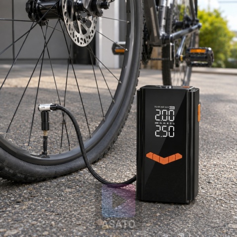 Jump starter do samochodu z kompresorem ASATO® Mi65 N2 150 PSI 6000 mAh powerbank latarka