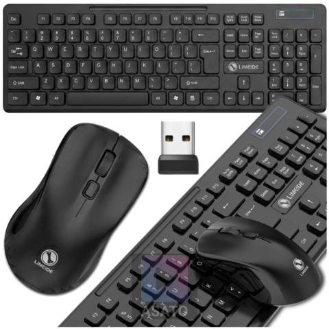 Klawiatura Bezprzewodowa Niskoprofilowa Mysz na Baterie Komputer Laptop