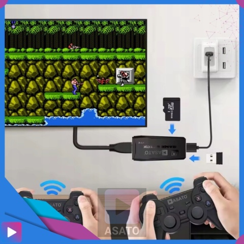 Konsola Retro 10000 Gier 4K HDMI 2 Bezprzewodowe Pady Obsługa 9 Konsol Plug & Play Przenośna ASATO®