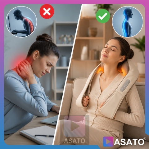 Masażer do Szyi Karku SHIATSU BEZPRZEWODOWY Medical PRO do Pleców Ramion Premium
