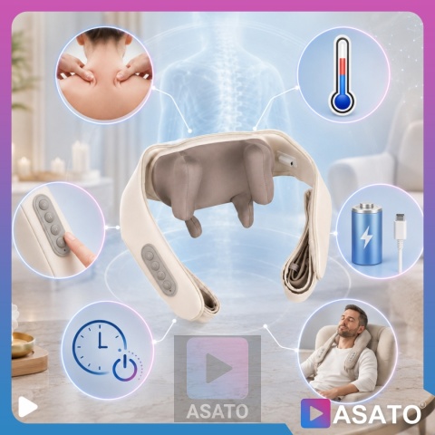 Masażer do Szyi Karku SHIATSU BEZPRZEWODOWY Medical PRO do Pleców Ramion Premium