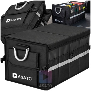 Organizer do bagażnika samochodowego LUX 1F ASATO® składany 60x35x30 cm z klapą i przegrodami
