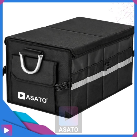 Organizer do bagażnika samochodowego LUX 1F ASATO® składany 60x35x30 cm z klapą i przegrodami